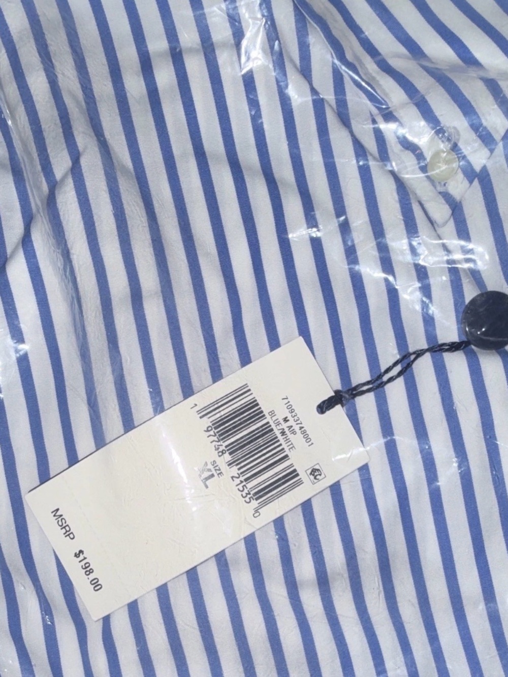 Ralph Lauren Blue/White Striped Button-Down Classic Fit Cotton Shirt XL $198 - Picture 5 of 6